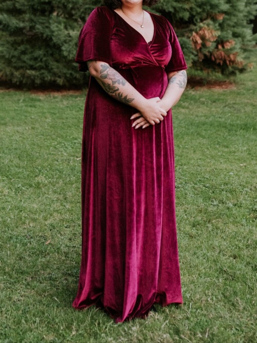 Baltic Born Velvet Wrap Maxi Dress in Deep Wine Size XXL